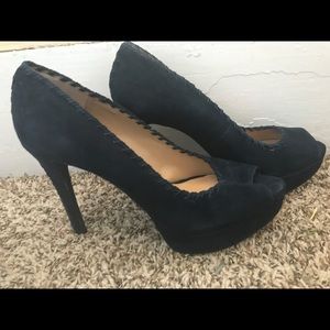 Navy Blue Suede Heels
